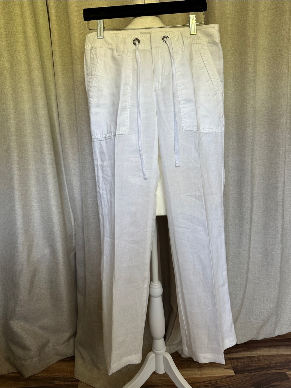 Banana Republic White Linen Drawstring Trousers